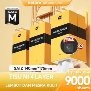 ⏰Today Only RM1.99⏰[9PCS]Botare AIR-cushion Cheerful Tissue 4-Ply 1000 sheets 140*175mm